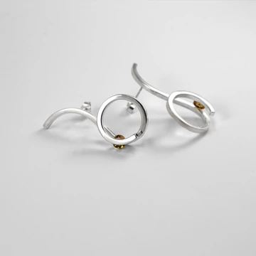 TWISTED FLOATING STONE EZÜST FÜLBEVALÓ