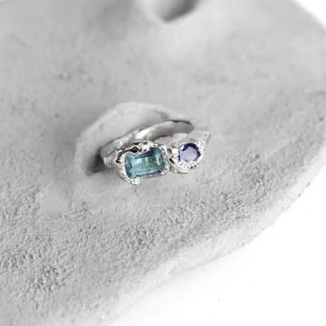 MOLD ART TOPÁZ ÉS IOLIT EZÜST GYŰRŰ