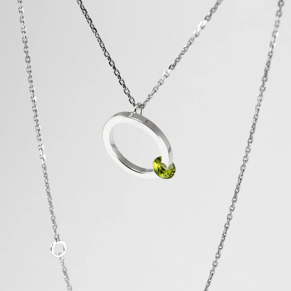 FLOATING STONE PERIDOT EZÜST NYAKLÁNC
